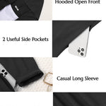 Hooded Long Cardigans Maxi Cardigan with Hood Open Front Lightweight Duster Coat with Pocket - Nadorine (Us Only)