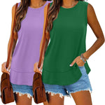 Nadorine 2 Pack Tank Tops Sleeveless Basic Shirts