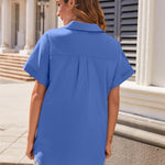 Nadorine Women's Cotton Button Down Shirts Short Sleeve Casual Shirts