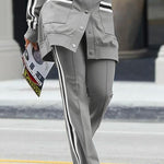 High Waisted Split-Joint Striped Pants Trousers