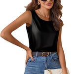 Nadorine Satin Top Women's Elegant Silk Top Basic Blouse (DE Only)