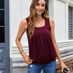 Nadorine  Tank Tops Square Neck Loose Fit Going Out Tops