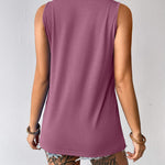 Nadorine Tank Top Blouses Scooped Neck Pleated Front Shirts