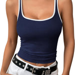 Nadorine 2 Packs Womens Ribbed Tank Tops Square Neck Tops