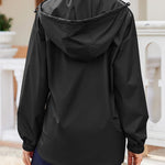 Nadorine Rain Jacket Women Lightweight Waterproof Hooded Zip Raincoat