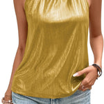 Nadorine Glitter Tops Women's Halterneck Party Sequin Top (DE Only)