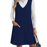 Trendy V-neck Sweater Knit Vest Dress (US Only)