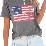 Nadorine Flag Shirts Short Sleeve Patriotic Shirt 4th of July Tee