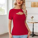 Zeagoo Womens Short Sleeve T Shirts 2024 Summer Casual Knit Slim Fit Trendy Basic Cute Sweater Tops
