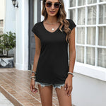 Zeagoo Womens Tops Cap Sleeve T Shirts V Neck Basic Tees Tops