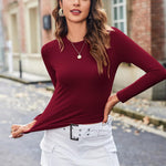 Nadorine Women Y2K Crewneck Long Sleeve Slim Fit T-Shirt