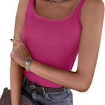 Nadorine 2 Packs Womens Ribbed Tank Tops Square Neck Tops
