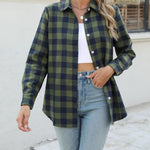 Nadorine Flannel Shirt Women Button Down Long Sleeve Plaid Shirts