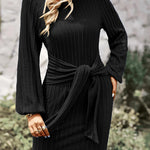 Nadorine Women's Casual Knit Dress Long Sleeve Bodycon Dress