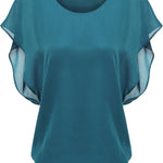 Nadorine Batwing Chiffon Blouse Tunic T-Shirt (DE Only)