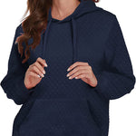 Women Quilted Sweatshirt, Casual Hoodies Pullover with Long Sleeve Hooded Sweatshirt (Us Only)
