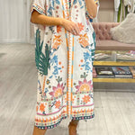 WHITE FLORAL PRINT SHIRT DRESS