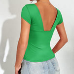 Zeagoo Womens Sexy Deep V Neck Tops Short Sleeve Shirts