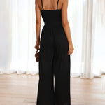 Ruffle Straps Crisscross Back Knot Front Slip Jumpsuit