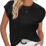 Nadorine Sleeveless Cape Sleeve Knit Ribbed Tank Tops