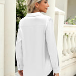 Nadorine Satin Blouses Casual Long Sleeve Button Down Silk Shirts