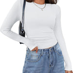 Nadorine Damen Langarm T-Shirt Basic Slim Fit Tops (DE Only)