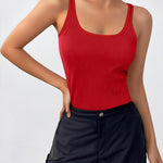 Nadorine 2 Packs Womens Ribbed Tank Tops Square Neck Tops