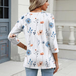 Nadorine 3/4 Length Sleeve Womens Tops Casual V Neck Shirts Soft Basic Tees Business Work Blouses