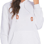 Women Quilted Sweatshirt, Casual Hoodies Pullover with Long Sleeve Hooded Sweatshirt (Us Only)