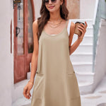 Nadorine Spaghetti Strap Dress Casual V Neck Beach Dress (DE Only)