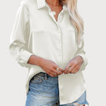 Nadorine Blouses for Women Silk Button Down Shirts