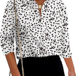 Nadorine Cotton Button Down Shirts Long Sleeve V Neck Tops