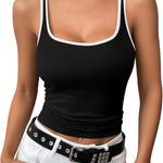 Nadorine 2 Packs Womens Ribbed Tank Tops Square Neck Tops