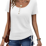 Womens Tops Short Sleeve Summer Henley Shirts