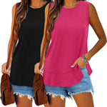 Nadorine 2 Pack Tank Tops Sleeveless Basic Shirts