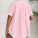 Zeagoo Womens Button Down Linen Shirt Short Sleeve Cotton Blouse
