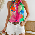 Nadorine Sleeveless Blouses Summer Casual Button Down Shirts