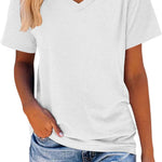 Nadorine 2 Pack Short Sleeve Shirts Casual Soft V Neck Basic Tee