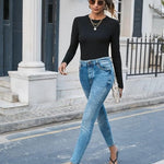 Nadorine Women Long Sleeve T Shirts Crewneck Basic Knit Tops