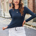 Nadorine Women Y2K Crewneck Long Sleeve Slim Fit T-Shirt