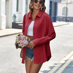Nadorine Linen Button Down Shirts  Long Sleeve Cotton Gauze Tops