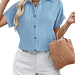 Nadorine Short Sleeve Casual Roll-Up Cuffed Tops