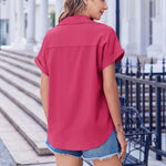 Nadorine Short Sleeve Summer Tops Casual Button Down Shirts