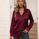 Nadorine Blouses for Women Silk Button Down Shirts