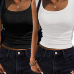 Zeagoo Womens Tank Tops 2 Pack Ribbed Square Neck Shirts