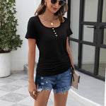 Womens Tops Short Sleeve Summer Henley Shirts