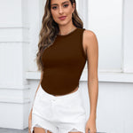 Nadorine Women's High Neck Ribbed Tank Tops