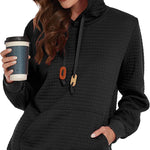 Women Quilted Sweatshirt, Casual Hoodies Pullover with Long Sleeve Hooded Sweatshirt (Us Only)