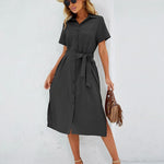 Nadorine Women's Short Sleeve Button Down Blouse Dress (DE Only)