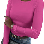 Nadorine Damen Langarm T-Shirt Basic Slim Fit Tops (DE Only)